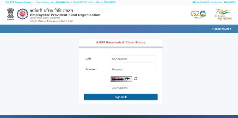 EPFO Passbook Login
